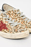 Golden Goose Beige Leopard Suede Glitter Star Superstar Sneakers Size 35