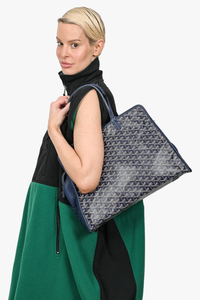 Goyard Navy Blue Goyardine Canvas Hardy PM Tote w Pouch Mine