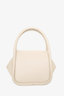 Gu_DE White Leather Top Handle Bag With Strap