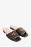 Gucci Black Leather Double G Slide Size 40