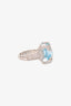 Gucci 18K White Gold Blue Topaz Ring w/ Diamonds