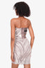 Gucci Beige Silk Patterned Twisted Sleeveless Dress Size 36