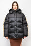 Gucci Black GG Nylon Down Puffer Jacket With Beige GG Sides Size 56 Mens