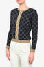 Gucci Black/Gold Metallic Cotton Knit GG Logo Button Down Cardigan Size XS