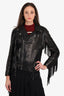 Gucci Black Leather Fringe Beaded Jacket Size 38