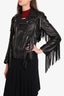 Gucci Black Leather Fringe Beaded Jacket Size 38