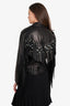 Gucci Black Leather Fringe Beaded Jacket Size 38