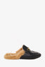Gucci Black Leather Fur Princeton Slip-On Loafers Size 39
