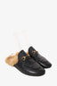 Gucci Black Leather Fur Princeton Slip-On Loafers Size 39