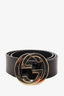 Gucci Black Leather GG Buckle Belt Size 38