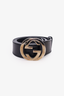 Gucci Black Leather GG Buckle Belt Size 38