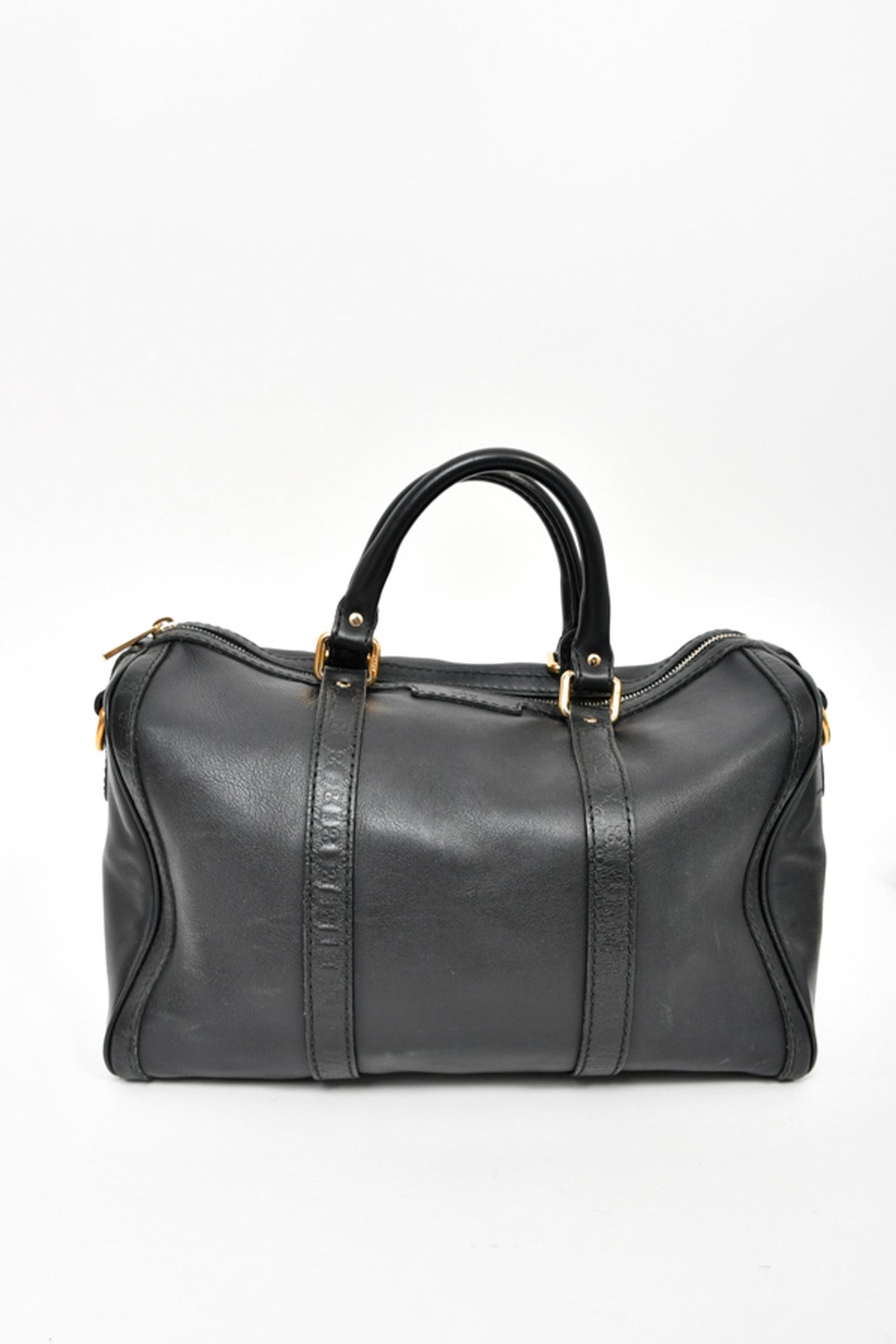 Gucci Black Leather Medium Microguccissima Joy Boston Bag w/ Strap