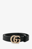 Gucci Black Leather Pearl Accent GG Belt Size 70/28