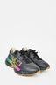 Gucci Black Leather Rainbow Logo "Rhyton" Sneakers Size 39