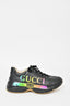 Gucci Black Leather Rainbow Logo "Rhyton" Sneakers Size 39