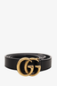 Gucci Black Leather Skinny GG Marmont Belt Size 85