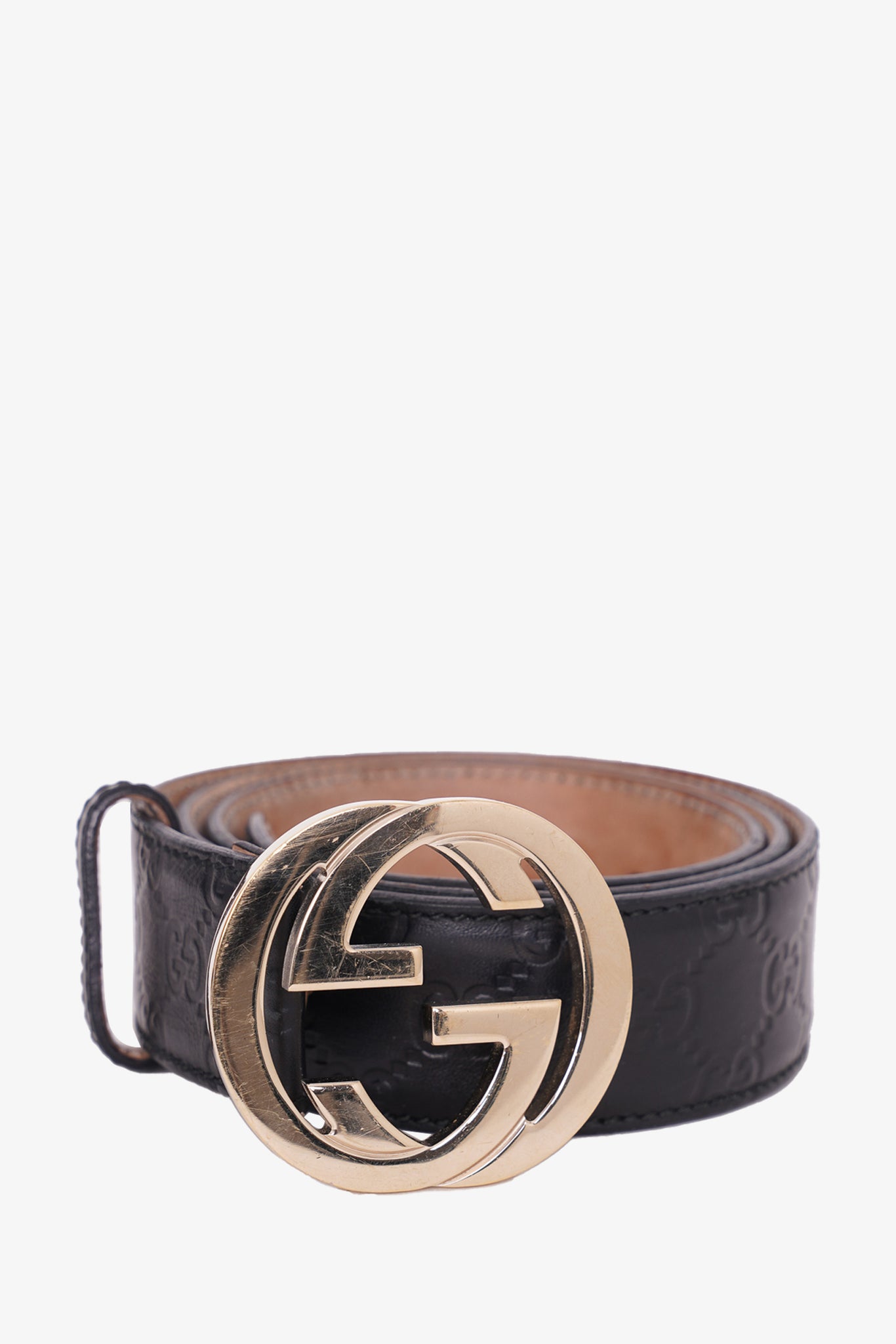 Gucci Black Monogram GG Buckle Belt Size 38 'As Is'