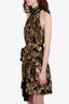 Gucci Black/Multicolour Silk Tiger Printed Dress with Fringe Belt Size 40