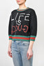 Gucci Black Neoprene 'Life is Gucci' Sweatshirt with Sparkly Web Trim Size S