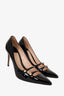 Gucci Black Patent Double Strap Aneta Pointed Toe Heels Size 39.5