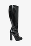 Gucci Black Patent Leather Knee High Heeled Horsebit Boots Size 39