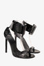 Gucci Black Patent Leather  Victory Buckle Sandals Size 39.5