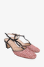 Gucci Black/Pink Glitter Double G Slingback Pumps Size 38