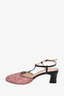 Gucci Black/Pink Glitter Double G Slingback Pumps Size 38
