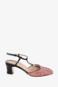 Gucci Black/Pink Glitter Double G Slingback Pumps Size 38