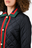 Gucci Black Quilted Web Coat with Faux Pearl Buttons Size 38
