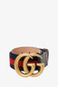 Gucci Black/Red GG Marmont Canvas/Leather Web Belt Size 32