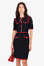 Gucci Black/Red Ribbon Trim Short Sleeve Dress Size 40