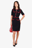 Gucci Black/Red Ribbon Trim Short Sleeve Dress Size 40