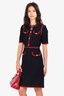 Gucci Black/Red Ribbon Trim Short Sleeve Dress Size 40