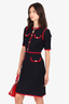 Gucci Black/Red Ribbon Trim Short Sleeve Dress Size 40