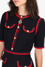 Gucci Black/Red Ribbon Trim Short Sleeve Dress Size 40