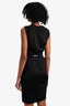 Gucci Black Ribbed V-Neck Sleeveless Belted Mini Dress Size M