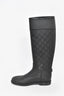 Gucci Black Rubber GG Embossed Knee High Rain Boots Size 37