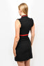 Gucci Black Ruffle Web Trimmed Zip-Down Mini Dress Size XS