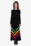 Gucci Black Silk Multicoloured Stripe Maxi Dress Size S