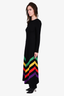 Gucci Black Silk Multicoloured Stripe Maxi Dress Size S