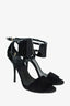 Gucci Black Suede/Patent Open Toe Ankle Strap Sandals Size 37