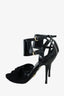 Gucci Black Suede/Patent Open Toe Ankle Strap Sandals Size 37