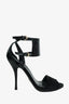 Gucci Black Suede/Patent Open Toe Ankle Strap Sandals Size 37