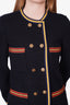 Gucci Black Tweed Double Breasted Jacket with Web Trim Detail Size 40