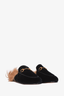 Gucci Black Velvet Fur Lined Slip-On Loafers Size 36.5