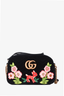 Gucci Black Velvet Matelasse Deer Embroidered Small GG Marmont Bag