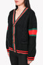 Gucci Black Web Wool Cable Knit Cardigan Size L