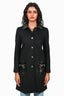 Gucci Black Wool Jacket with Leather and Horsebit Detail Pockets Size 36