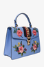 Gucci Blue Embroidered Medium Sylvie Top Handle with Strap